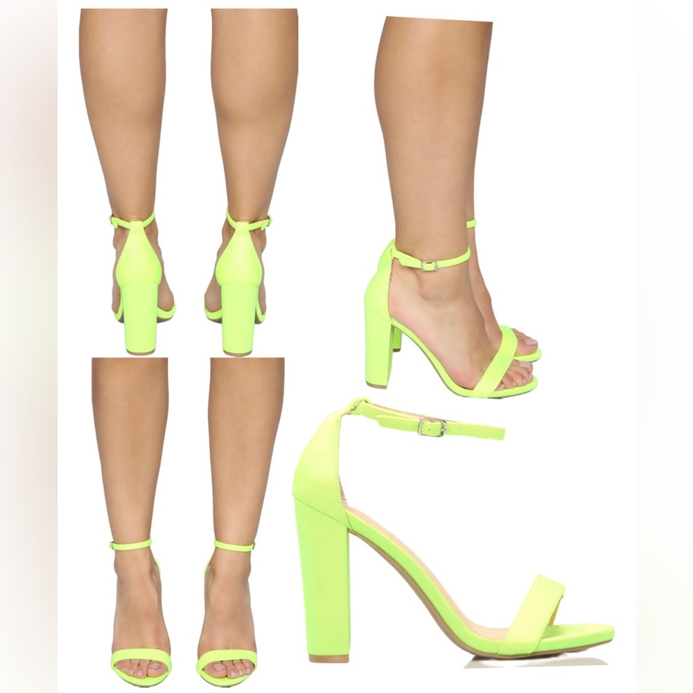 Just Think About It Heeled Sandals - Neon Yellow This item is NEW.